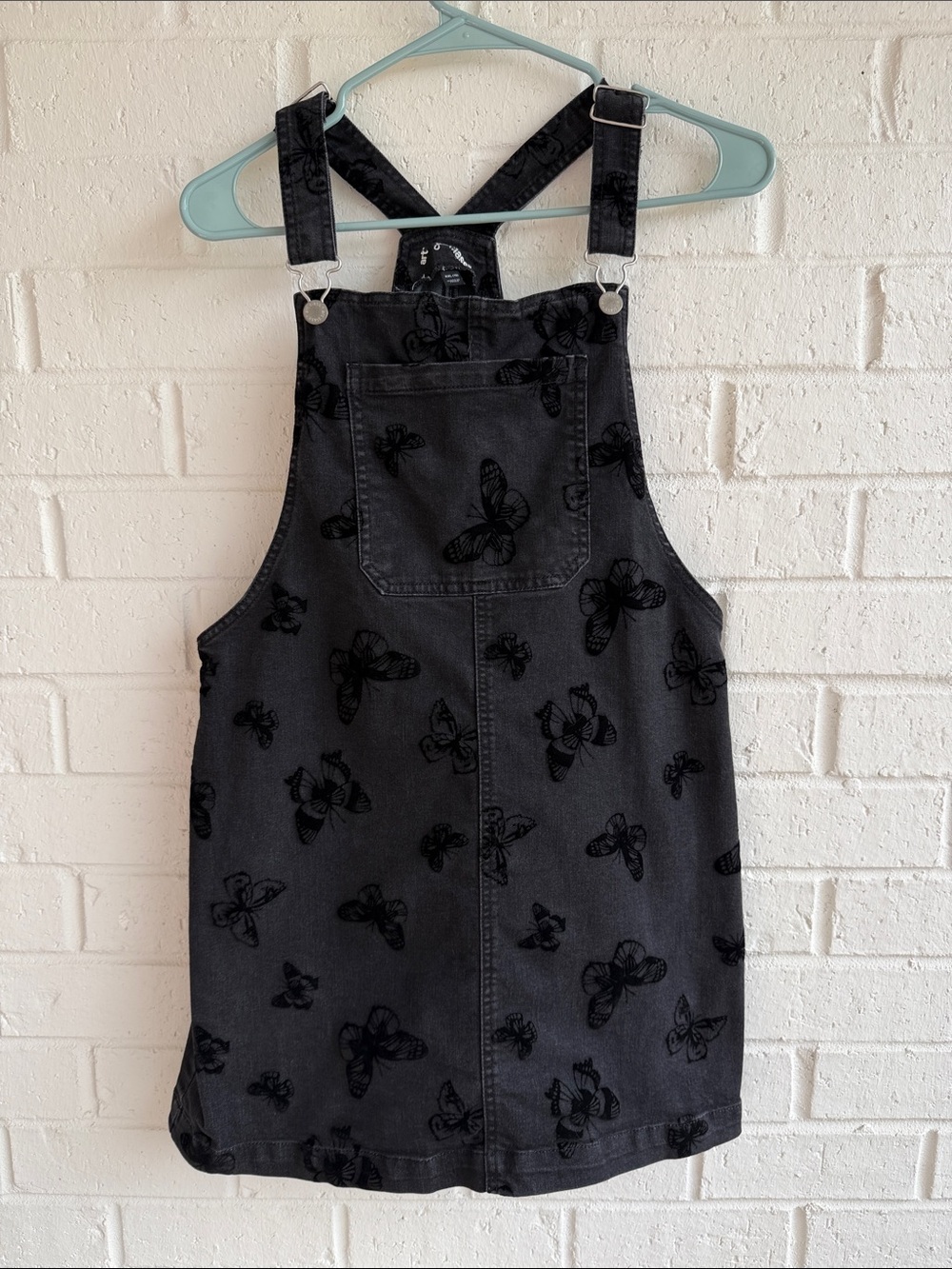 Art  Class Black Butterfly Print Denim Overall Dress Size 18 (XXL)